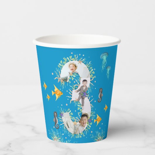 Big 3rd under Zee Birthday Photo Collage Papieren Bekers (Voorkant)