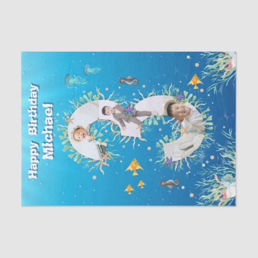 Big 3rd under Zee Birthday Photo Collage Tissuepapier (Voorkant)