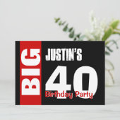 Big 40 Birthday Modern Red White Black B394 Kaart (Staand voorkant)