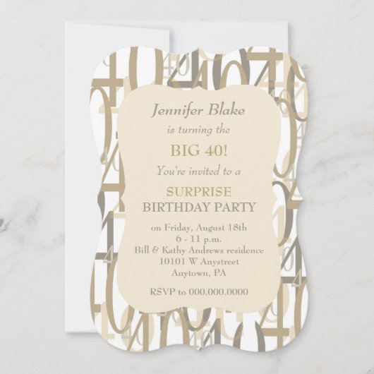 Big 40 Gold Birthday Party Kaart (Voorkant)