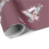 Big 4th Birthday Girl Foto Collage Pink Flower Cadeaupapier (Rol Hoek)