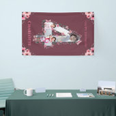 Big 4th Birthday Girl Foto Collage Pink Flower Spandoek (Beurs)