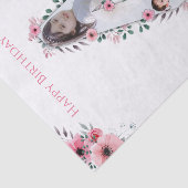 Big 4th Birthday Girl Foto Collage Pink Flower Tissuepapier (Detail)