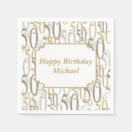 Big 50 gepersonaliseerd verjaardagsfeest servet (Voorkant)