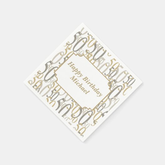 Big 50 gepersonaliseerd verjaardagsfeest servet (Hoek)