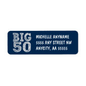BIG 50ste verjaardag in Navy Blue Etiket (Voorkant)