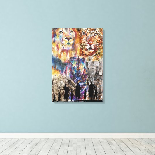 Big 5 - Afrika Canvas Afdruk (Insitu (Houten vloer))
