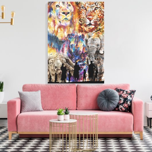 Big 5 - Afrika Canvas Afdruk (Insitu (Woonkamer))