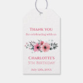 Big 5th Birthday Girl Foto Collage Pink Flower Cadeaulabel (Achterkant)