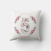 Big 5th Birthday Girl Foto Collage Pink Flower Kussen (Achterkant)