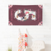 Big 5th Birthday Girl Foto Collage Pink Flower Spandoek (Insitu)