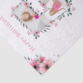 Big 5th Birthday Girl Foto Collage Pink Flower Tissuepapier (Detail)