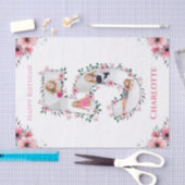 Big 5th Birthday Girl Foto Collage Pink Flower Tissuepapier (Craft)