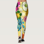Big 60s Retro MOD Kleurrijke Hippie Daisy Bloemen Leggings (Achterkant)