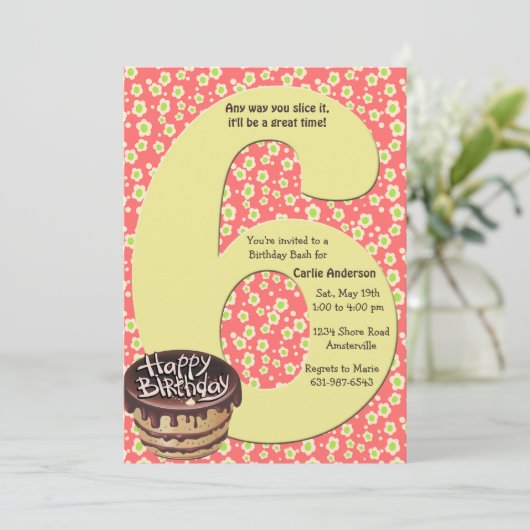 Big 6 Birthday Party Invitation Kaart (Staand voorkant)