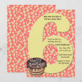 Big 6 Birthday Party Invitation Kaart (Voorkant / Achterkant)