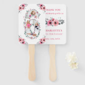 Big 6th Birthday Girl Foto Collage Pink Flower Handwaaier (Voorkant en achterkant)