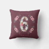 Big 6th Birthday Girl Foto Collage Pink Flower Kussen (Achterkant)