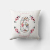 Big 6th Birthday Girl Foto Collage Pink Flower Kussen (Achterkant)