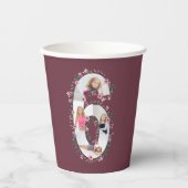 Big 6th Birthday Girl Foto Collage Pink Flower Papieren Bekers (Voorkant)