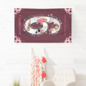 Big 6th Birthday Girl Foto Collage Pink Flower Spandoek (Insitu)