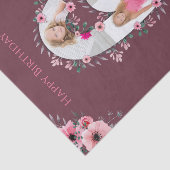 Big 6th Birthday Girl Foto Collage Pink Flower Tissuepapier (Detail)