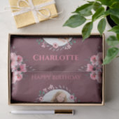 Big 6th Birthday Girl Foto Collage Pink Flower Tissuepapier (Geschenk)