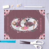 Big 6th Birthday Girl Foto Collage Pink Flower Tissuepapier (Craft)