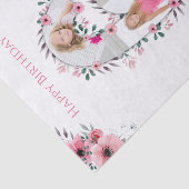 Big 6th Birthday Girl Foto Collage Pink Flower Tissuepapier (Detail)