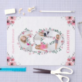 Big 6th Birthday Girl Foto Collage Pink Flower Tissuepapier (Craft)