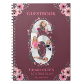 Big 6th Birthday Girl Foto roze flower Guest Book Notitieboek (Voorkant)