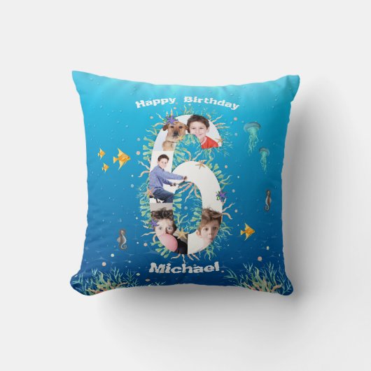 Big 6th Birthday Photo Collage under Zee Kussen (Voorkant)