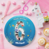 Big 6th Birthday Photo Collage under Zee Papieren Bordje (Feest)