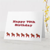 Big 70th Birthday Dala Horse Kaart (Gele Bloem)