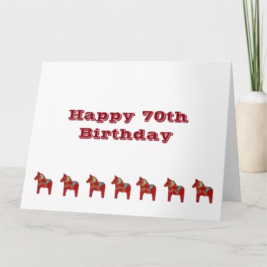 Big 70th Birthday Dala Horse Kaart (Voorkant)