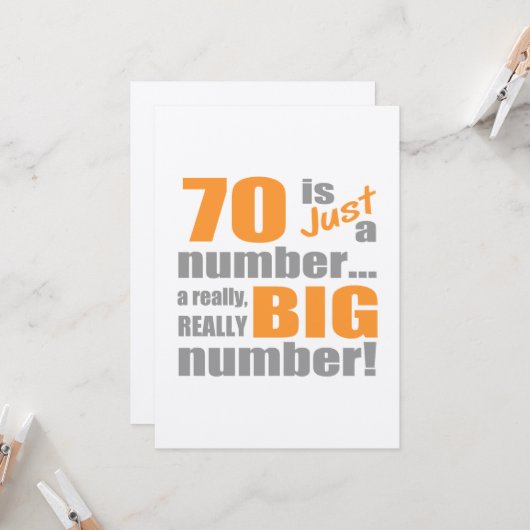 Big 70th Birthday Kaart (Voorkant / Achterkant in situ)