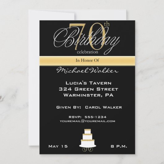 Big 70th Birthday Party Invitation Kaart (Voorkant)