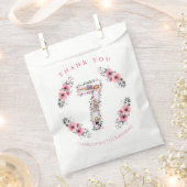 Big 7th Birthday Girl Foto Collage Pink Flower Bedankzakje (Geknipt)