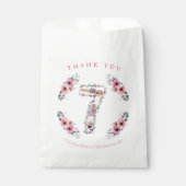 Big 7th Birthday Girl Foto Collage Pink Flower Bedankzakje (Voorkant)