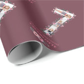 Big 7th Birthday Girl Foto Collage Pink Flower Cadeaupapier (Rol Hoek)