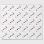 Big 7th Birthday Girl Foto Collage Pink Flower Cadeaupapier (Vlak)