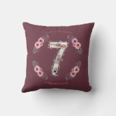 Big 7th Birthday Girl Foto Collage Pink Flower Kussen (Achterkant)