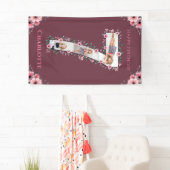 Big 7th Birthday Girl Foto Collage Pink Flower Spandoek (Insitu)