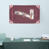 Big 7th Birthday Girl Foto Collage Pink Flower Spandoek (Beurs)