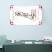 Big 7th Birthday Girl Foto Collage Pink Flower Spandoek (Beurs)