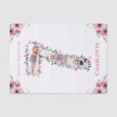 Big 7th Birthday Girl Foto Collage Pink Flower Tissuepapier (Voorkant)