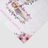 Big 7th Birthday Girl Foto Collage Pink Flower Tissuepapier (Detail)