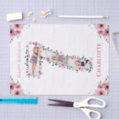 Big 7th Birthday Girl Foto Collage Pink Flower Tissuepapier (Craft)