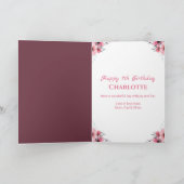 Big 7th Birthday Pink Flowers Green Foliage Girl Kaart (Binnen)