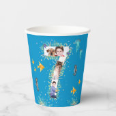 Big 7th under Zee Birthday Foto Collage Papieren Bekers (Voorkant)